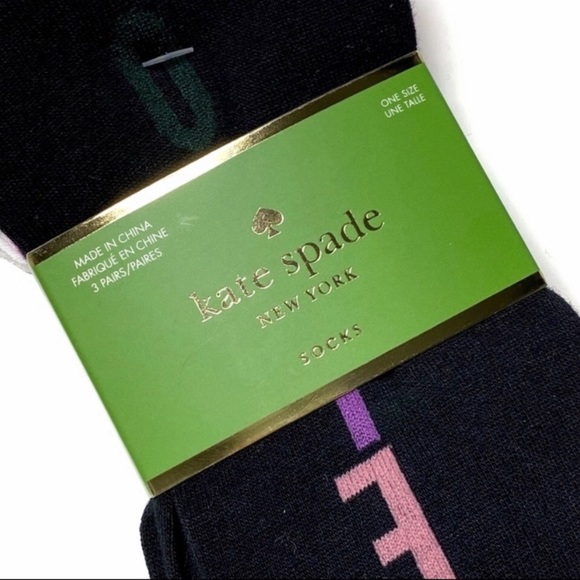 Kate Spade ♠️ HELLO Striped Crew Socks -3PK - Picture 4 of 16